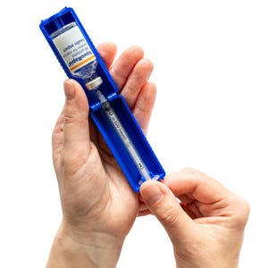Jeringa desechable U-100 de 1 ml T1me, soporte de llenado de insulina para diabetes, BD Micro-Fine y similares, estuche protector de botella, soporte para viales, azul