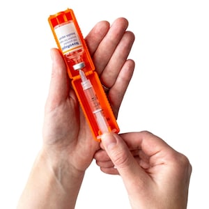 Omnipod T1me Vial Syringe Insulin Filling Support, Insulin transfer device for diabetes, Bottle Protector Case, Vial Holder, Orange