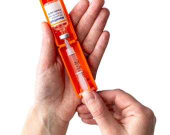 Omnipod T1me Vial Syringe Insulin Filling Support, Insulin transfer device for diabetes, Bottle Protector Case, Vial Holder, Orange