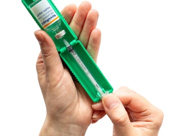 1ml U-100 disposable syringe T1me Insulin Filling Support for Diabetes, BD Micro-Fine and similar, Bottle Protector Case, Vial Holder, Green