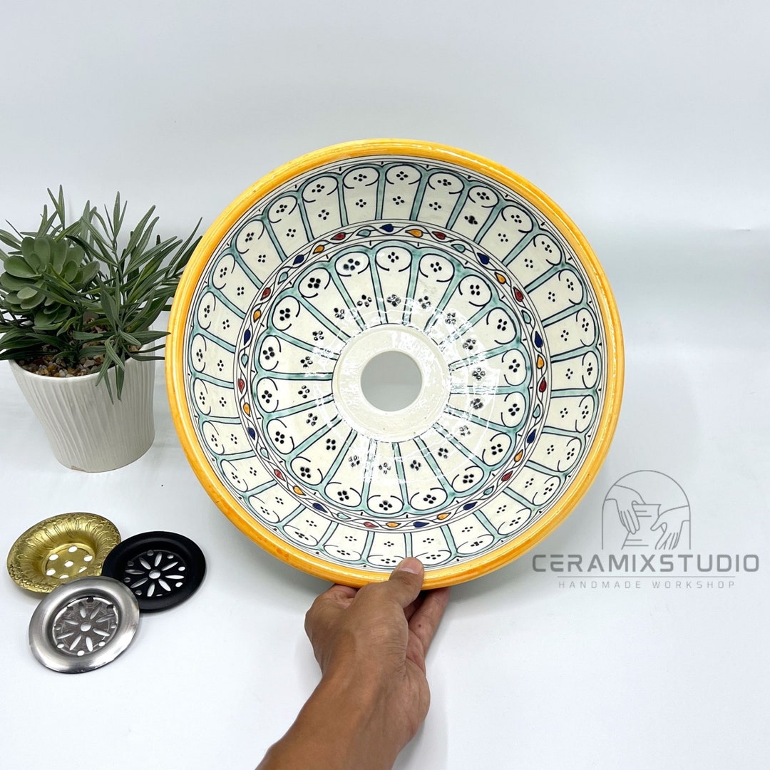 Farmhouse Bathroom Vessel Sink Countertop Sink Handmade Ceramic Sink ...