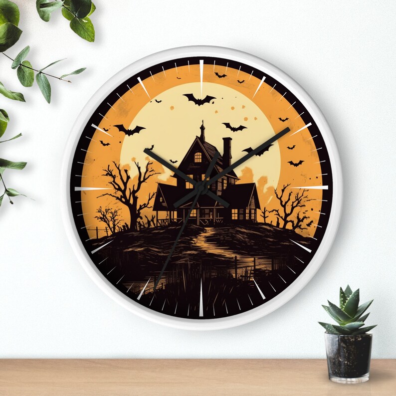 Haunted House Wall Clock, Haunted House Clock, Haunted House Décor ...