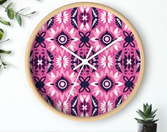 Boho Pattern Wall Clock, Boho Wall Clock, Boho Pattern, Bohemian Wall Clock, Bohemian Clock, Maximalist Boho, Boho Wallpaper, Boho Clock