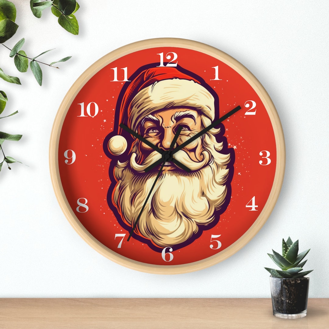Santa Wall Clock, 10inch Clock, Santa Clock, Christmas Clock