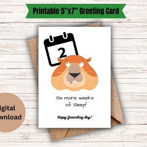 Groundhog Day digital download greeting cards for instant