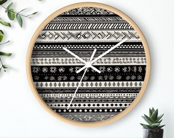 Boho Pattern Wall Clock, Boho Wall Clock, Boho Pattern, Bohemian Wall Clock, Boho Clock, Bohemian Clock, Maximalist Boho, Boho Wallpaper