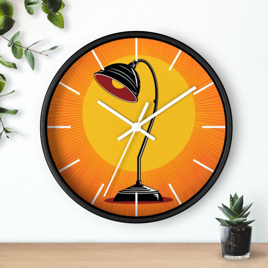 Retro Lamp Wall Clock 10inch Clock Retro Midcentury Clock Etsy