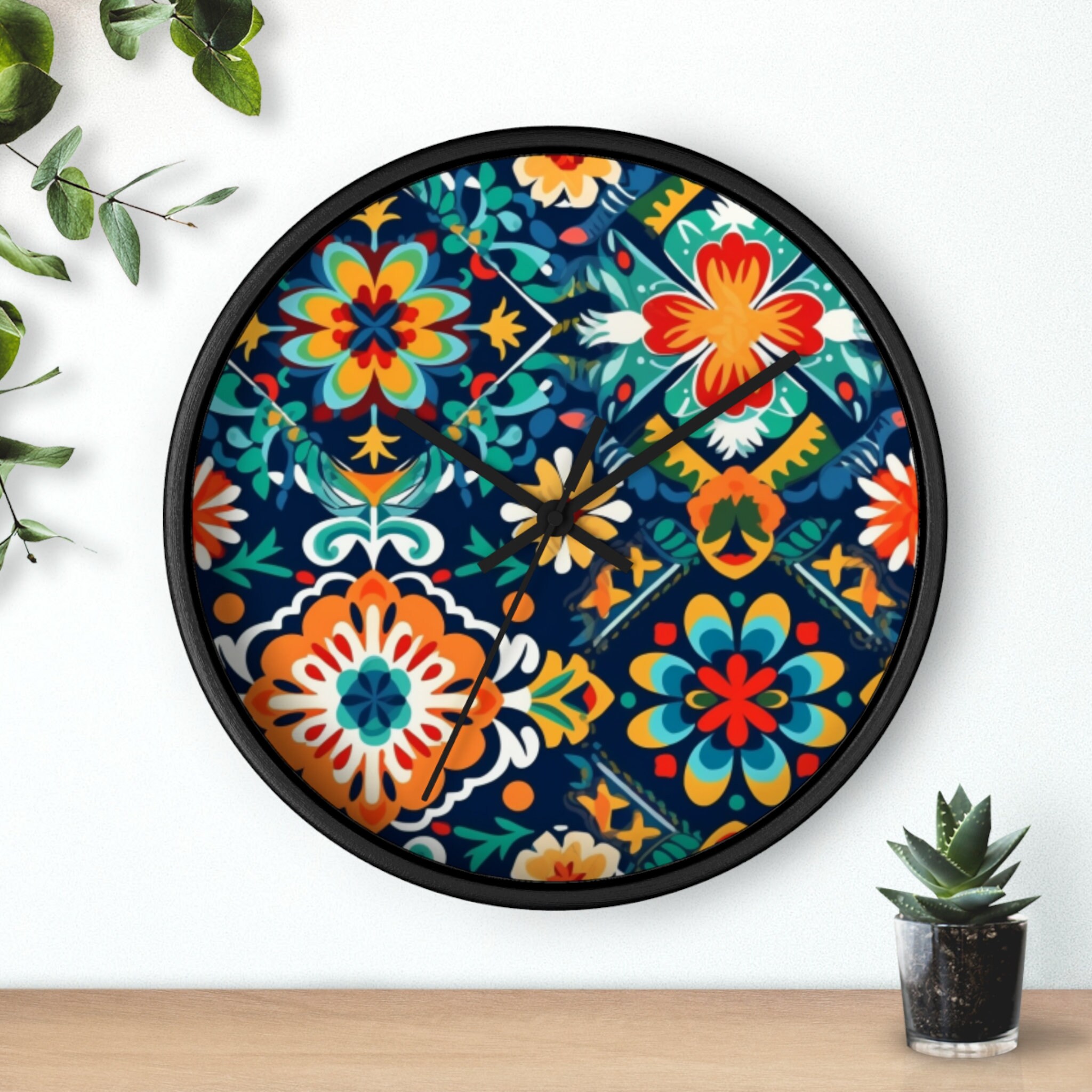 Tile Clock Mexican Tile Clock, 10-inch Wall Clock, Mexican Heritage Clock, Mexican ...