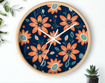 Boho Pattern Wall Clock, Boho Wall Clock, Boho Flower Pattern, Bohemian Wall Clock, Bohemian Clock, Maximalist Boho, Boho Wallpaper