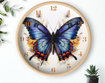Butterfly Wall Clock, Unique Wall Clock, Bedroom Wall Clock, Quiet Wall Clock, Whimsical Wall Clock