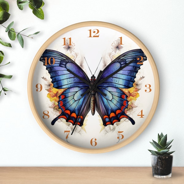 Butterfly Wall Clock, Unique Wall Clock, Bedroom Wall Clock, Quiet Wall Clock, Whimsical Wall Clock