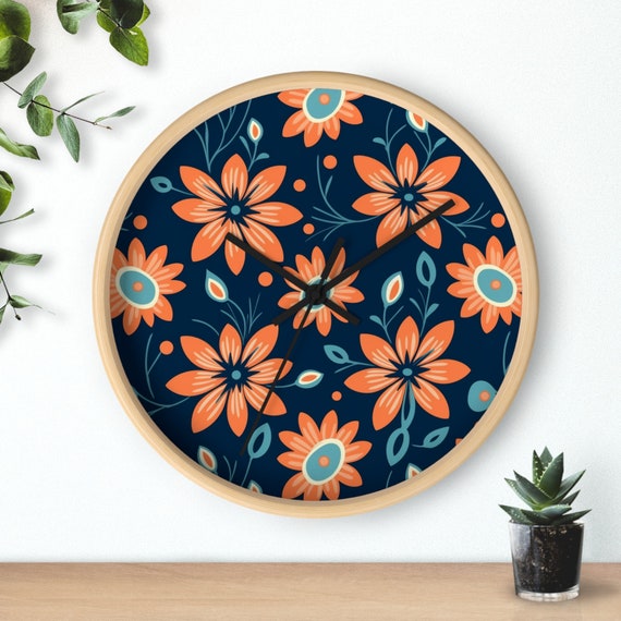 Boho Muster Wanduhr, Boho Wanduhr, Boho Blumenmuster, Boho Wanduhr, Boho Uhr, Maximalist Boho, Boho Wallpaper
