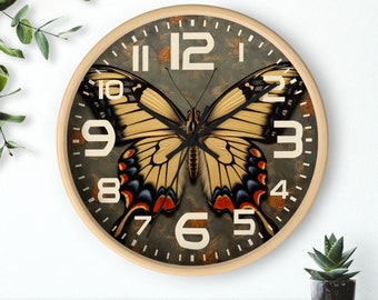 Butterfly Wall Clock, Unique Wall Clock, Bedroom Wall Clock, Quiet Wall Clock, Whimsical Wall Clock