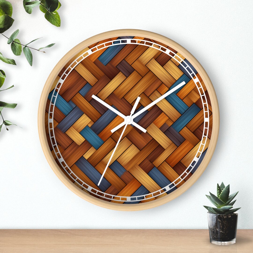 Wood Floor Wall Clock, Wood Pattern, Wood Floor Pattern, Quiet Wall