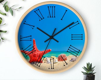 Orologio da parete al tramonto sulla spiaggia, orologio da parete da 10 pollici, orologio da parete unico, orologio da parete per ufficio, orologio da parete silenzioso, orologio da spiaggia, orologio al tramonto, scena da spiaggia