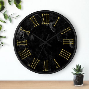 Black Marble Wall Clock, Faux Marble, Marble Clock, 10-inch Marble Clock, Modern Wall Clock, Luxury Clock, Minimalist Clock