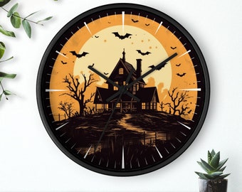 Haunted House Wall Clock, Haunted House Clock, Haunted House Décor, Wall Décor Haunted House, Halloween Wall Clock, Décor Halloween