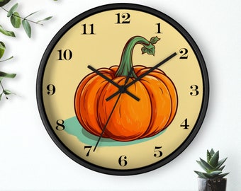 Pumpkin Wall Clock, 10-inch Clock, Thanksgiving Clock, Fall Clock, Autumn Clock, Thanksgiving Wall Clock, Pumpkin Clock, Fall Décor