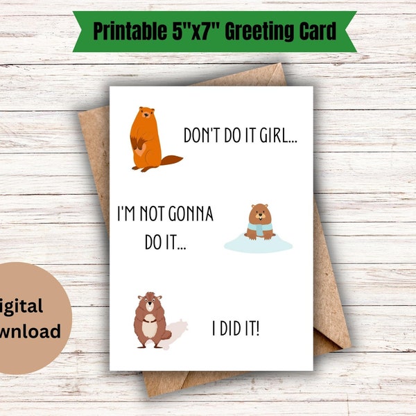 Groundhog Day digital download greeting cards for instant download! Want to celebrate with Punxsutawney Phil? The most famous rodent EVER!