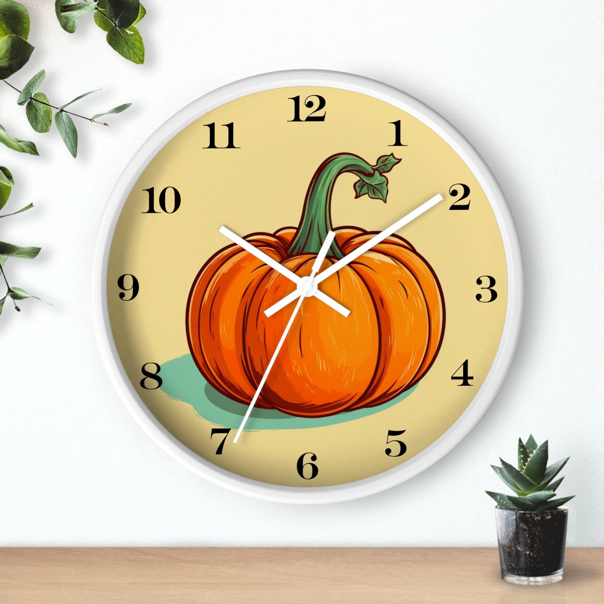 Pumpkin Wall Clock, 10-inch Clock, Thanksgiving Clock, Fall Clock ...
