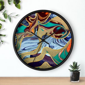 Marble Wall Clock, 10-inch Round Clock, Faux Marble, Luxury Marble, Marble Clock, Elegant Clock, Housewarming Gift, Quiet Clock