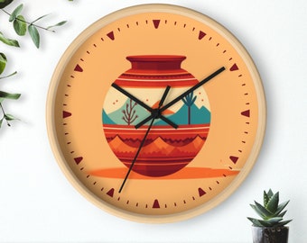 Mexican Pottery Clock, 10-inch Wall Clock, Mexican Heritage Clock, Mexican Art, Hispanic Heritage, Mexican Wall Clock, Mexican Pottery