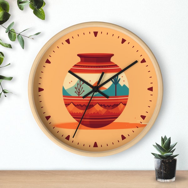 Mexican Pottery Clock, 10-inch Wall Clock, Mexican Heritage Clock, Mexican Art, Hispanic Heritage, Mexican Wall Clock, Mexican Pottery