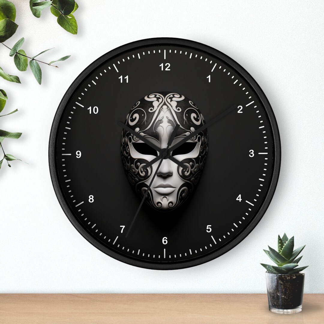 Mask Wall Clock, Unique Wall Clock, Office Wall Clock, Quiet Wall Clock ...