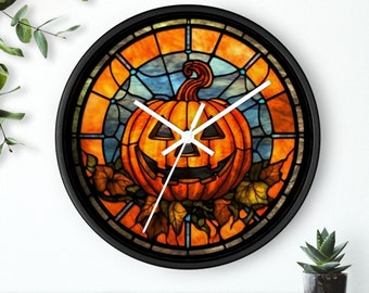 Jack-O&#39;-Lantern Wall Clock, 10-inch Clock, Halloween Wall Clock, Clock Halloween, Décor Halloween, Halloween Wall Décor, Halloween Gift