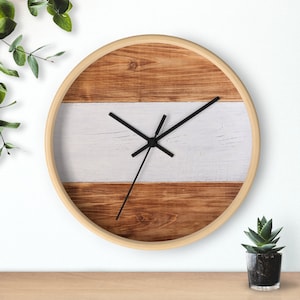 Bauernhaus Holz Wanduhr, Faux Holz, 10-Zoll-Runde Wanduhr, Holzboden Wanduhr, Holzmuster, Holzboden Muster