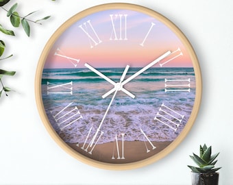 Orologio da parete al tramonto sulla spiaggia, orologio da parete da 10 pollici, orologio da parete unico, orologio da parete per ufficio, orologio da parete silenzioso, orologio da spiaggia, orologio al tramonto, scena da spiaggia