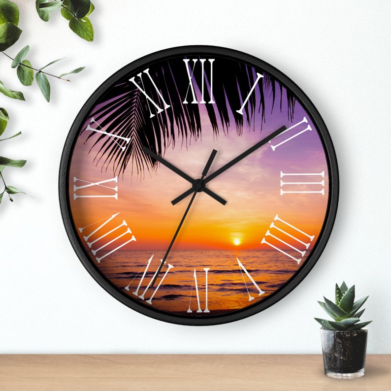 Beach Sunset Wall Clock, 10-inch Wall Clock, Unique Wall Clock, Office ...