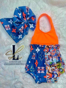 Blue/White LV Kid Bonnet  Designer Rags Collection