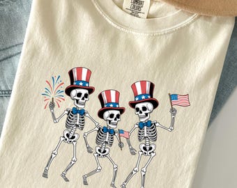 Comfort Colors Dancing Skeletons 4th of July Shirt