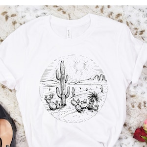 Desert Shirt, Desert Life Cactus Shirt, Western Shirt, Cactus in Desert Shirt, Cowboy Wild Desert Shirt, Cactus Shirt, Western Landscape Tee