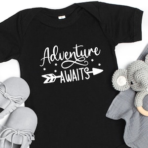 Adventure Awaits Baby Onesie: Minimalist Explorer Bodysuit