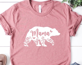 Floral Mama Bear T-Shirt, Mom Tee, Mother's Day Gift