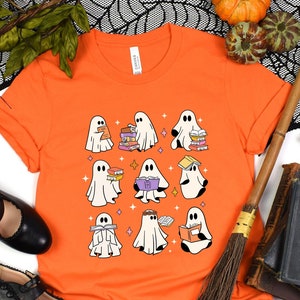 Halloween Retro Ghosts Reading Books, Halloween Teacher Shirt, Halloween Book Lover Shirt, Bookworm Shirt, Librarian Shirt, Halloween Gift