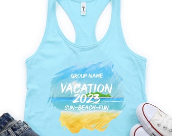 Camiseta sin mangas personalizada para vacaciones familiares: Camiseta de viaje de verano personalizada