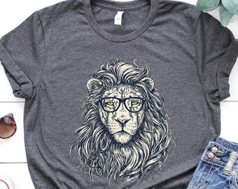 Lion With Glasses T-Shirt: Funny Animal Lover Tee
