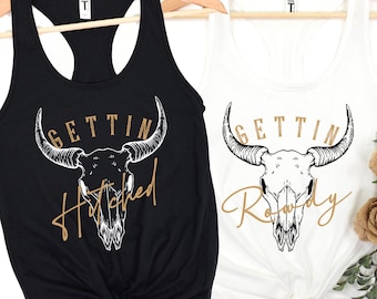 Getting Hitched Getting Rowdy Tanks, Bachelorette Tank Tops, Western Bachelorette Party Favors, Bachelorette Party,Country Bachelorette Tank