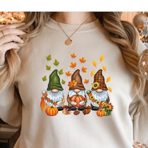 Gnomes Fall Sweatshirt, Cute Gnome Sweater, Thanksgiving Gnome, Thanksgiving Sweatshirt, Women&#39;s Fall Sweatshirt, Cute Fall Sweatshirt