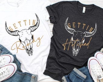 Getting Hitched Getting Rowdy Shirts, Bachelorette Shirts, Western Bachelorette Party Favors, Bachelorette Party, Country Bachelorette Shirt