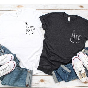 Matching Wedding Ring Finger Shirts: Husband & Wife Gift
