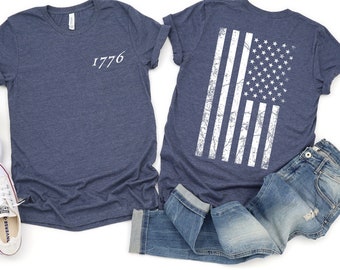 Vintage USA Flag 1776 Shirt - Independence Day Tee