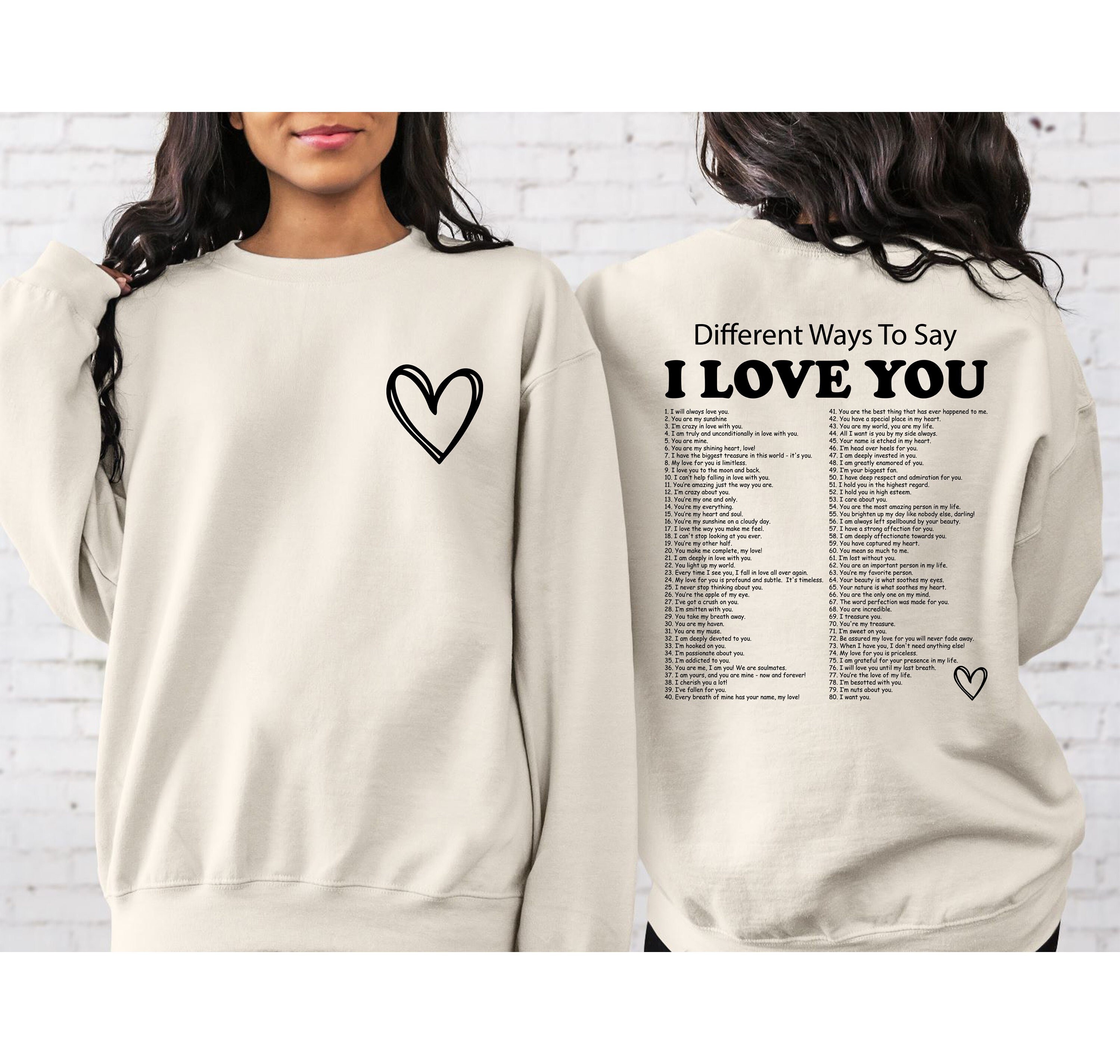 【関税・送料込】Contrast smile and love lettering sweatshirt Different Ways Say Sweatshirt, Different Ways Say I Love You