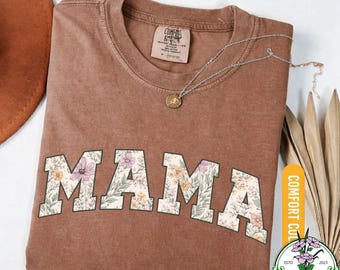 Camiseta Floral Mama, Camiseta Retro Comfort Colors® para el Día de la Madre