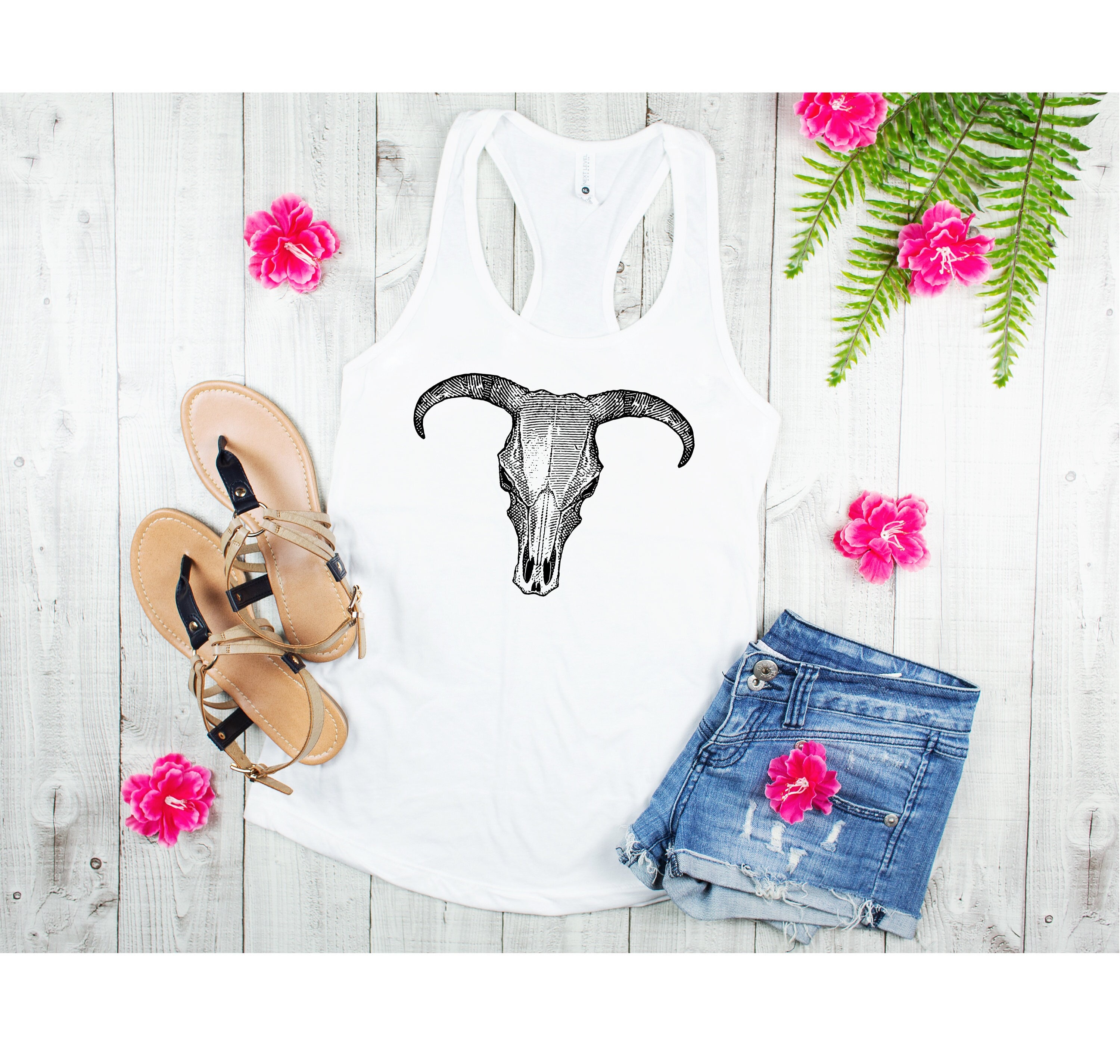bull skull tank top