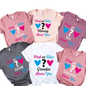 Custom Gender Reveal Family Matching Shirts Pink or Blue - Etsy