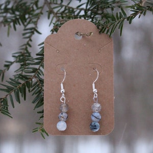 Small Smokey Bead Drop Earrings